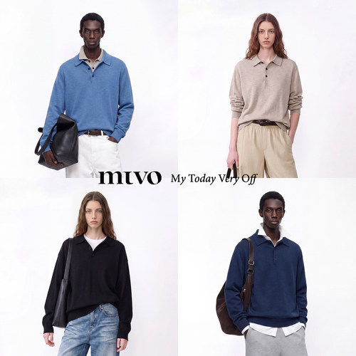 【MTVO】polo领绵羊毛针织衫