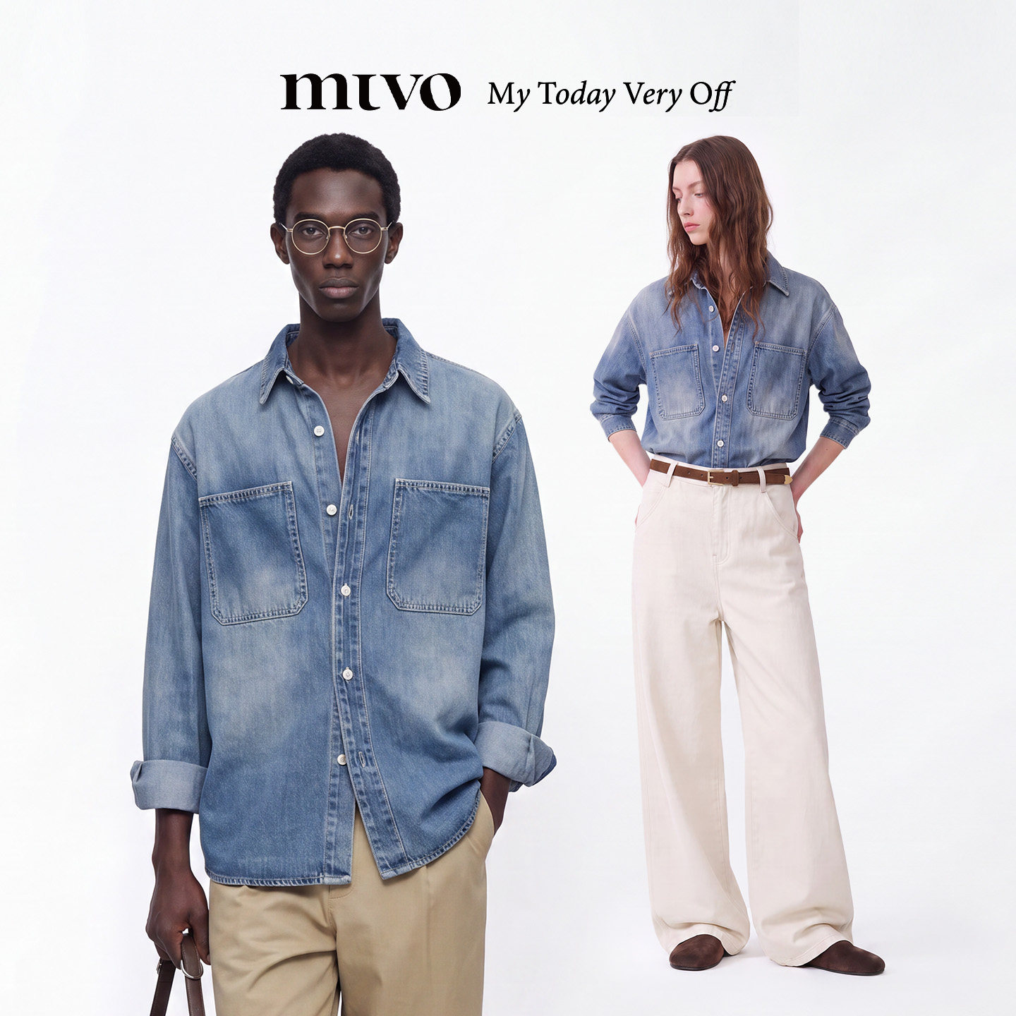 【MTVO】复古水洗牛仔衬衫图片