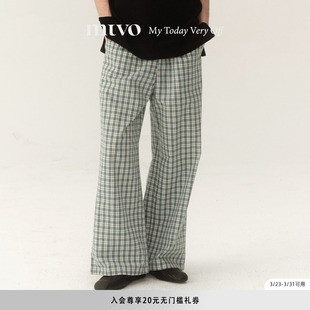 子男休闲长裤 老钱风宽松格子阔腿裤 女通勤百搭 新款 mtvo2026年春季
