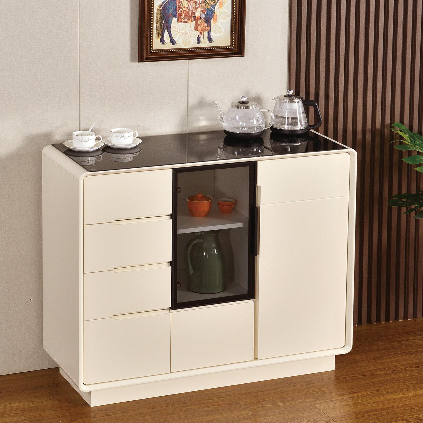 智能茶吧机柜一体柜储物柜实木餐边柜饮水机高档烤漆客厅茶水柜