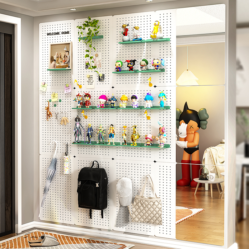 墙上洞洞板置物架卧n室办公室书架壁挂免打孔墙壁式墙面桌面收纳