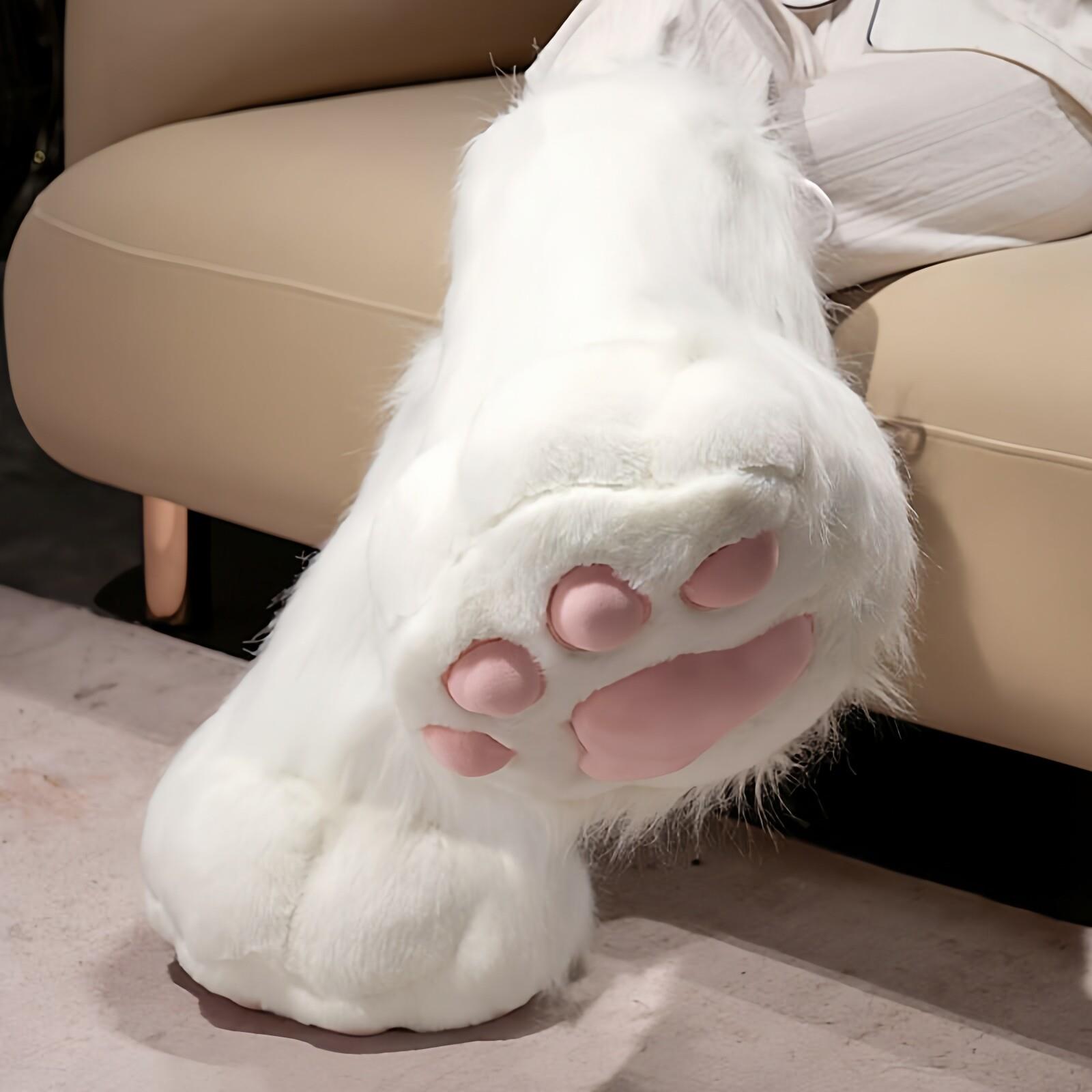 二次元cosplay猫爪加厚加绒天使翅膀玩偶装饰发声搞怪兽脚肉垫子.