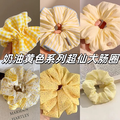 韩系小清晰唯美风双面格子小碎花大肠发圈少女甜美丸子头发绳头绳
