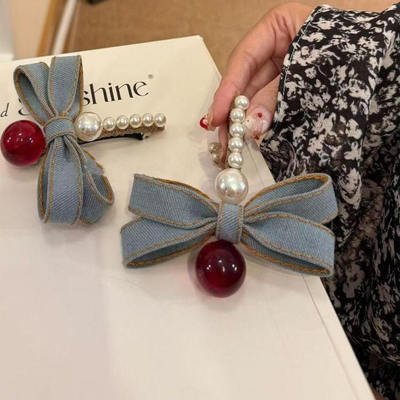 新款轻奢牛仔蓝蝴蝶节发夹