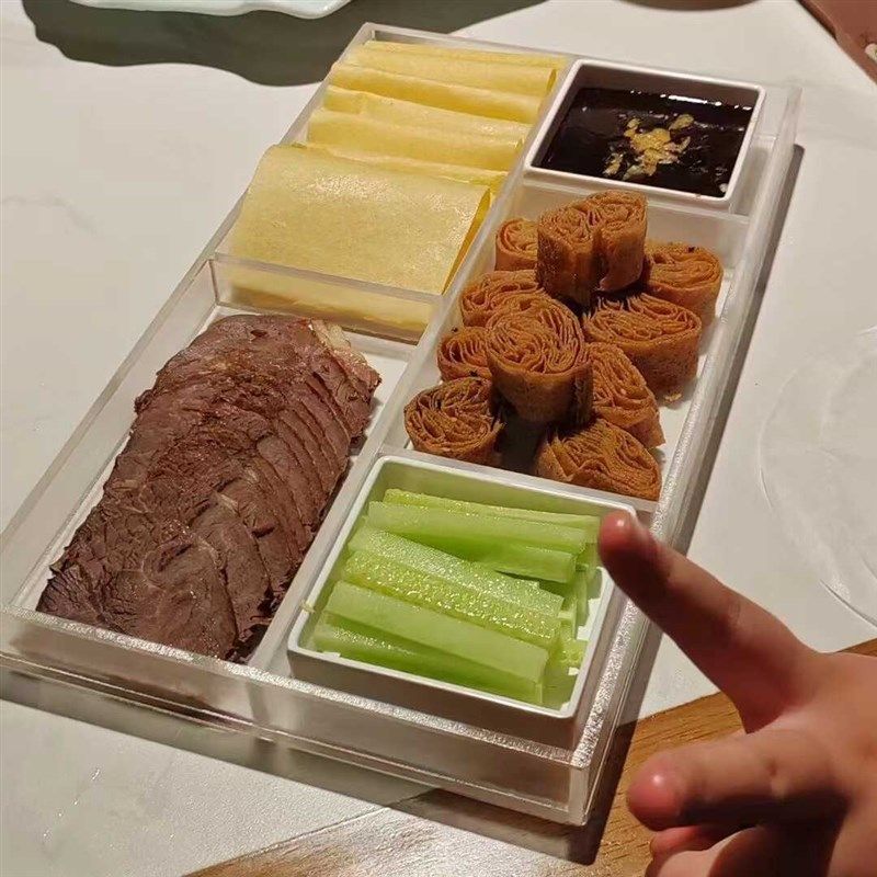 亚克力山东煎饼卷饼盘白酒浸小河虾E长方盒酱牛肉盒子灼白肉正方
