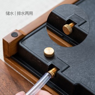 储水茶海功夫茶具排水茶台沥水托盘 竹制家用茶盘小型m简约抽屉式