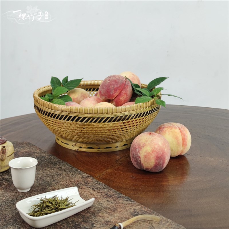 精编手工竹编果盘瓜果篮竹篮子z馒头筐竹筐果盆茶点盘收纳筐家用