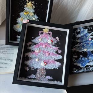 圣诞节新款圣诞树碎石水晶相框diy材料包创意制作桌面摆件送女友