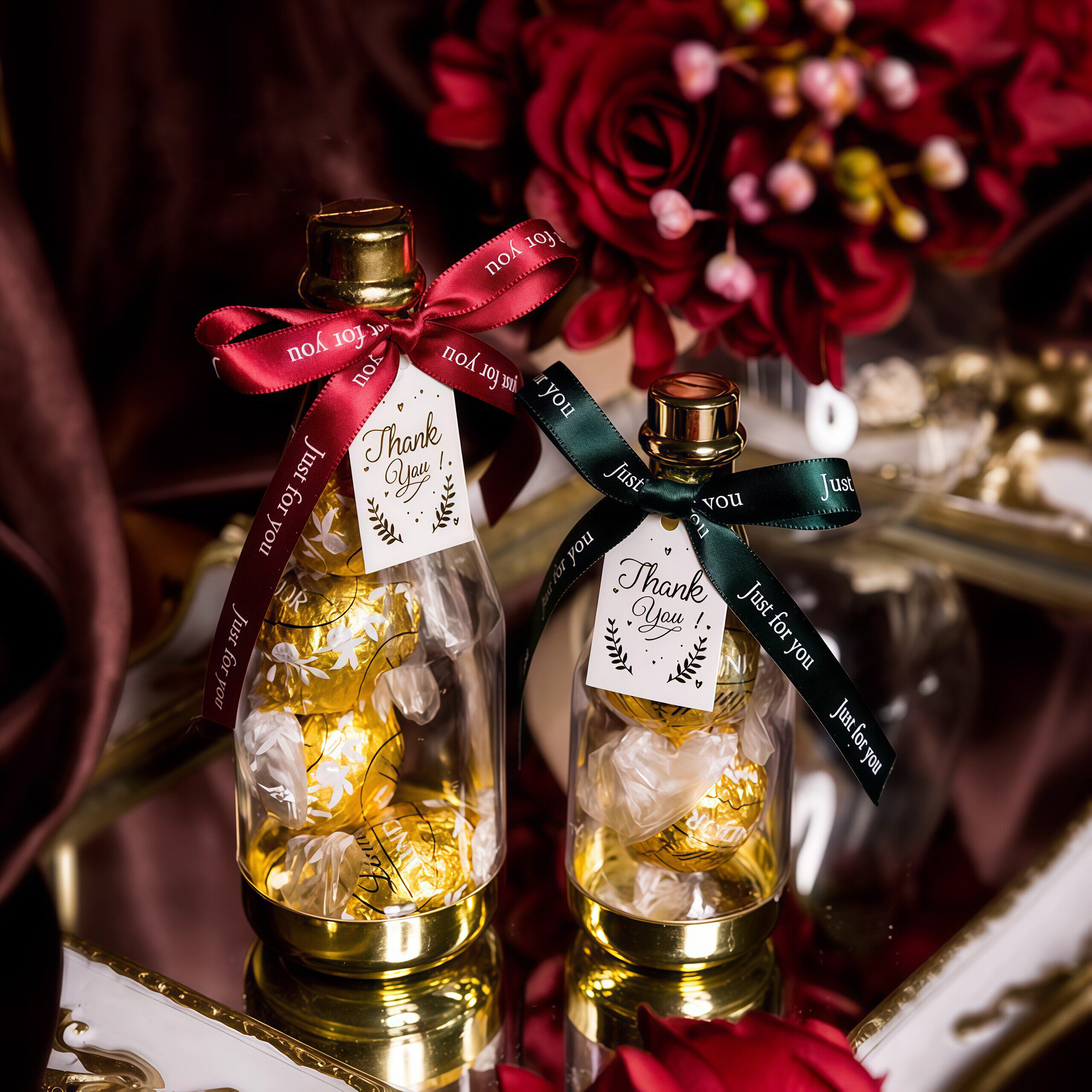 新款欧式结婚喜糖盒透明塑料香槟瓶创意婚礼小清新糖盒网红礼盒