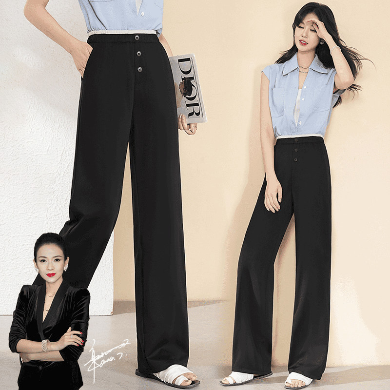 醋酸混织春季窄版阔腿裤