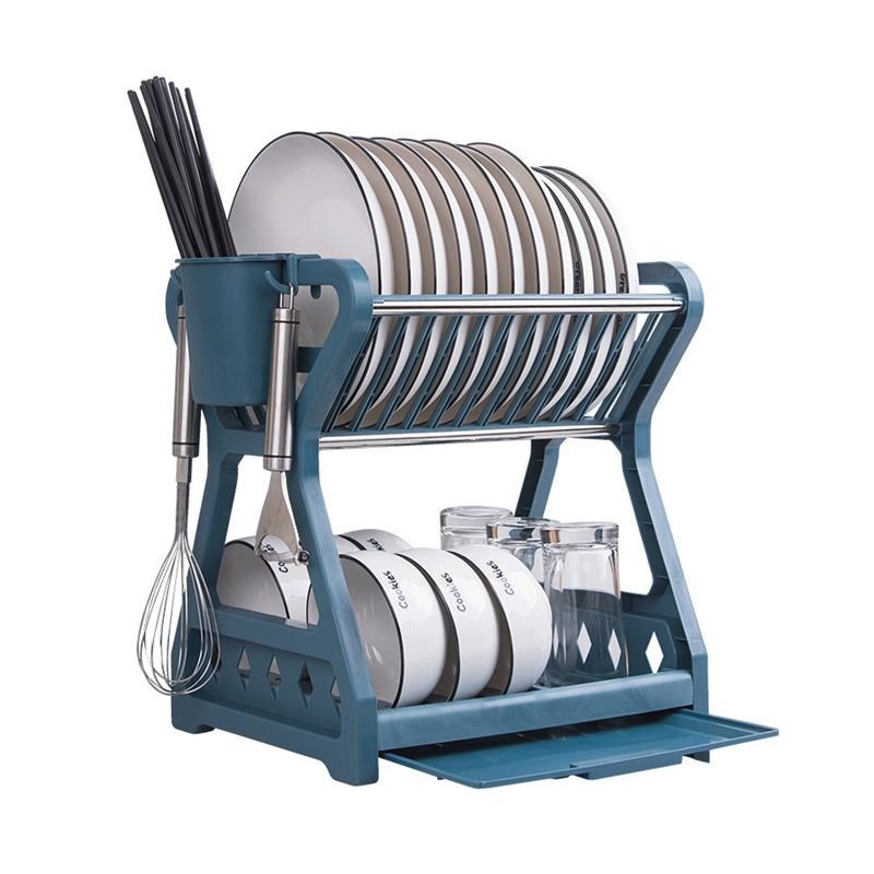 厨房置物架碗碟收纳架台面沥水碗架放餐具L筷子家用碗柜多层整理