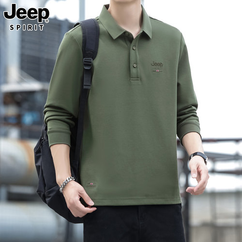 JEEPSPIRIT吉普男士长袖POLO衫