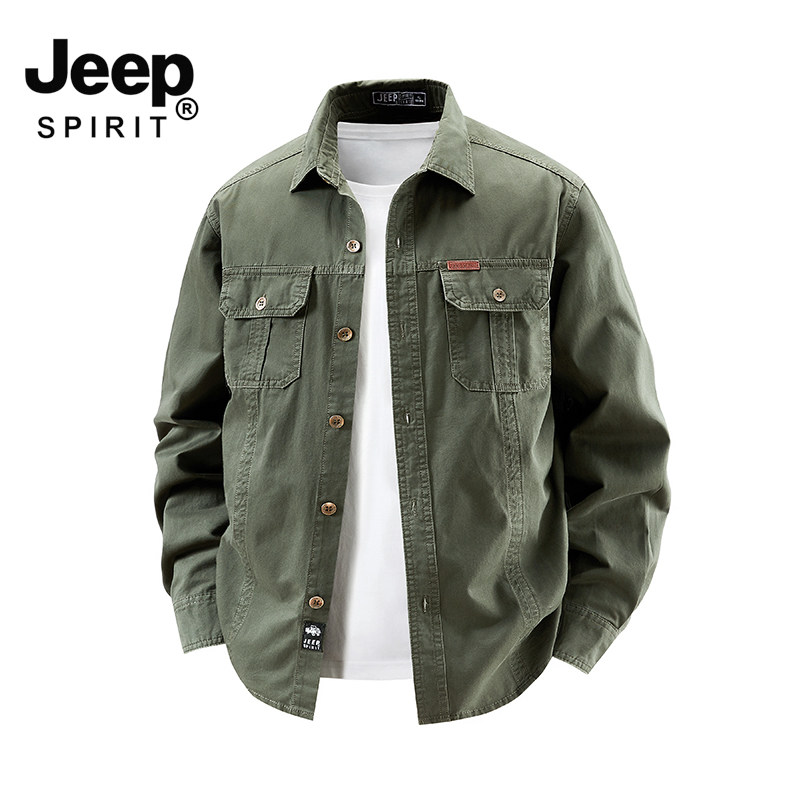 JEEPSPIRIT吉普纯棉长袖衬衫男