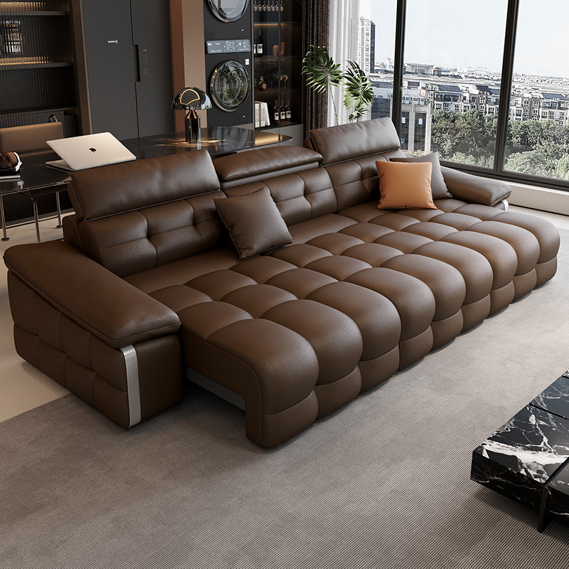 电动沙发多功能头层牛皮真皮意式劳伦斯客厅可伸缩躺睡直排沙发床