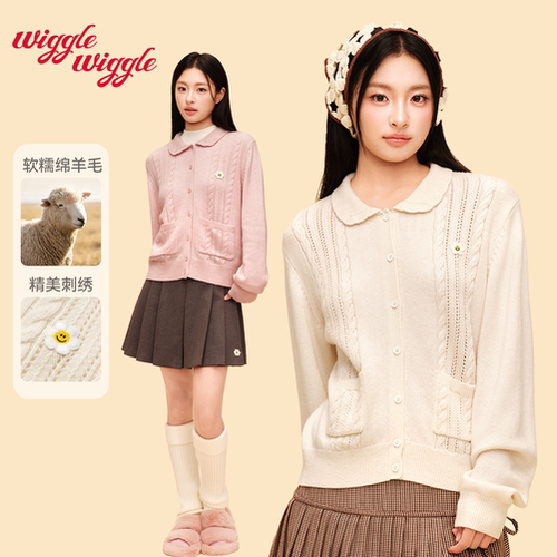 wigglewiggle26秋羊毛毛衣开衫