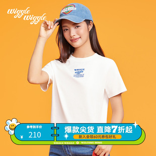 wigglewiggle25年夏新款 T恤上衣女暑期热门穿搭 logo修身 圆领短袖