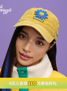 【丁真同款】wigglewiggle26年韩版笑脸花韩系鸭舌帽复古棒球帽