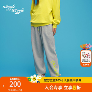 长裤 wigglewiggle25年秋冬抽绳阔腿运动宽松休闲裤 女 限时5折