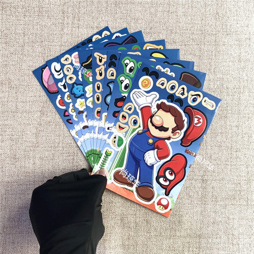 新款马里奥SuperMario拼图贴纸