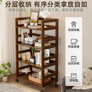 全实木茶具置物架小推q车茶叶茶杯收纳架可移动茶台家用茶水柜茶