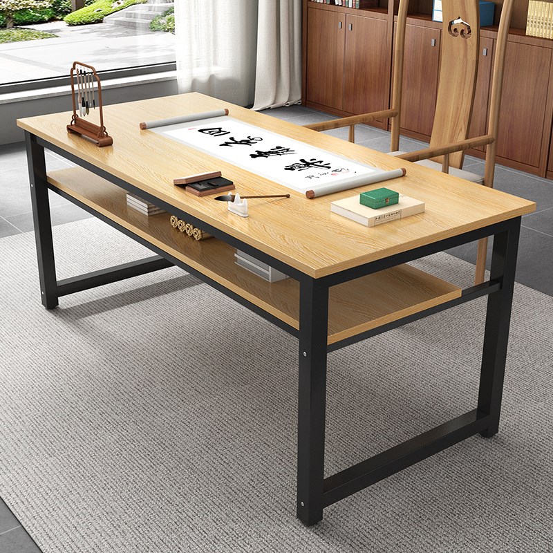 书桌毛笔书法桌子书画桌家用简易双层培训辅导班课V桌绘画桌子学