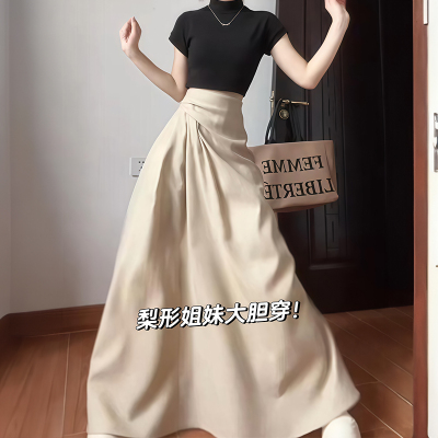 a字半身裙梨型身材遮胯2025新款夏季胖mm女大码不规则中长款裙子