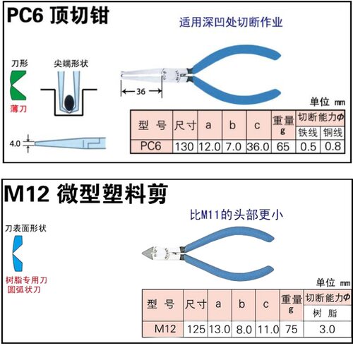 日本merry剪钳PC1 PC2 PC3 PC4 PC5 PC6 M12电子钳尖端弯曲成型钳
