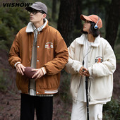 VIISHOW羊羔绒翻领棉衣男士 宽松潮流棉服高街保暖棉袄外套 秋冬季