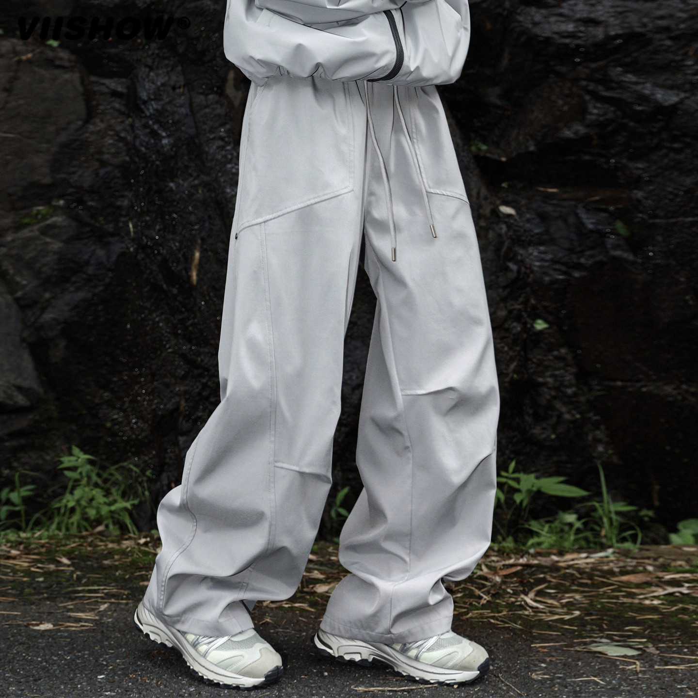 VIISHOW美式速干防水伞兵裤褶皱工装裤男士秋季宽松阔腿休闲裤子,男装,休闲裤,淘宝优惠券,粉丝福利购,淘宝优惠卷