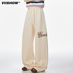 青少年潮牌显瘦休闲裤 VIISHOW美式 宽松阔腿卫裤 男女款 高街弯刀裤