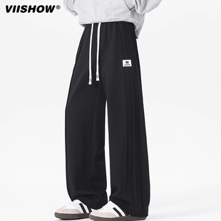 休闲裤 宽松阔腿裤 子男生25春季 抽绳直筒卫裤 新款 VIISHOW高街美式
