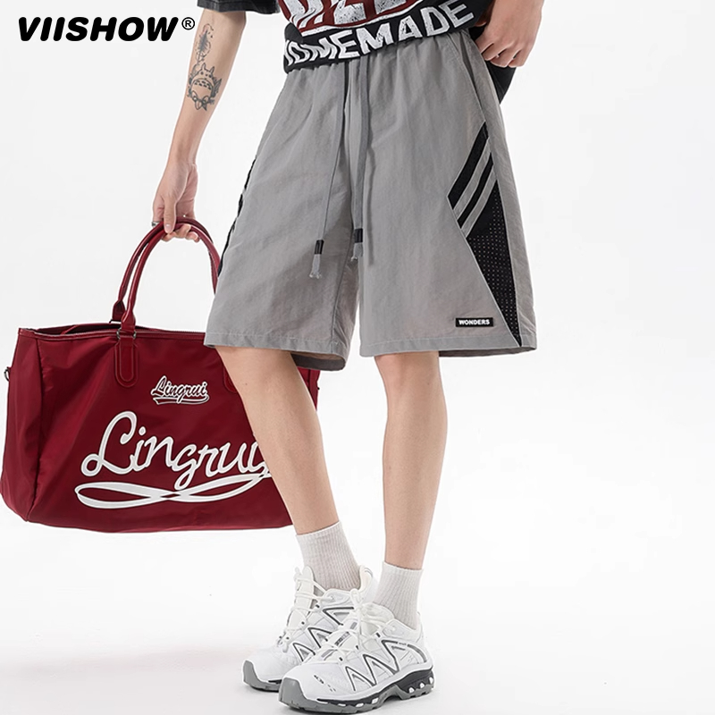 VIISHOW夏季五分薄款短裤男速干透气百搭裤子美式运动休闲裤撞色