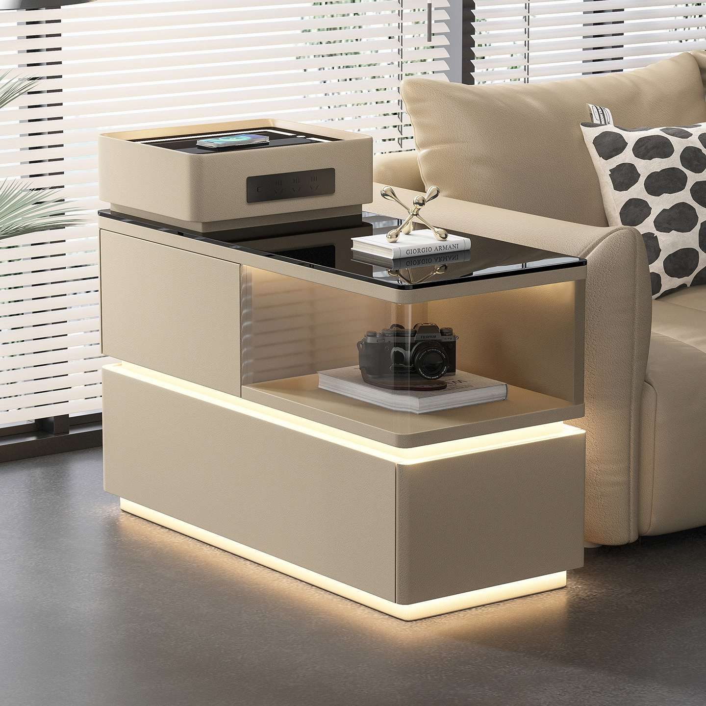 沙发边柜边几悬浮式客厅轻奢奶油风侧边小茶几2025新款隔断收纳柜