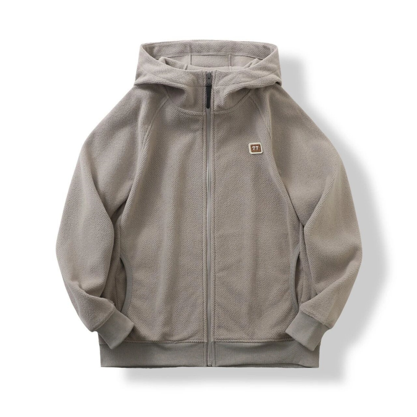 轻量化户外休闲防风连帽抓绒衣