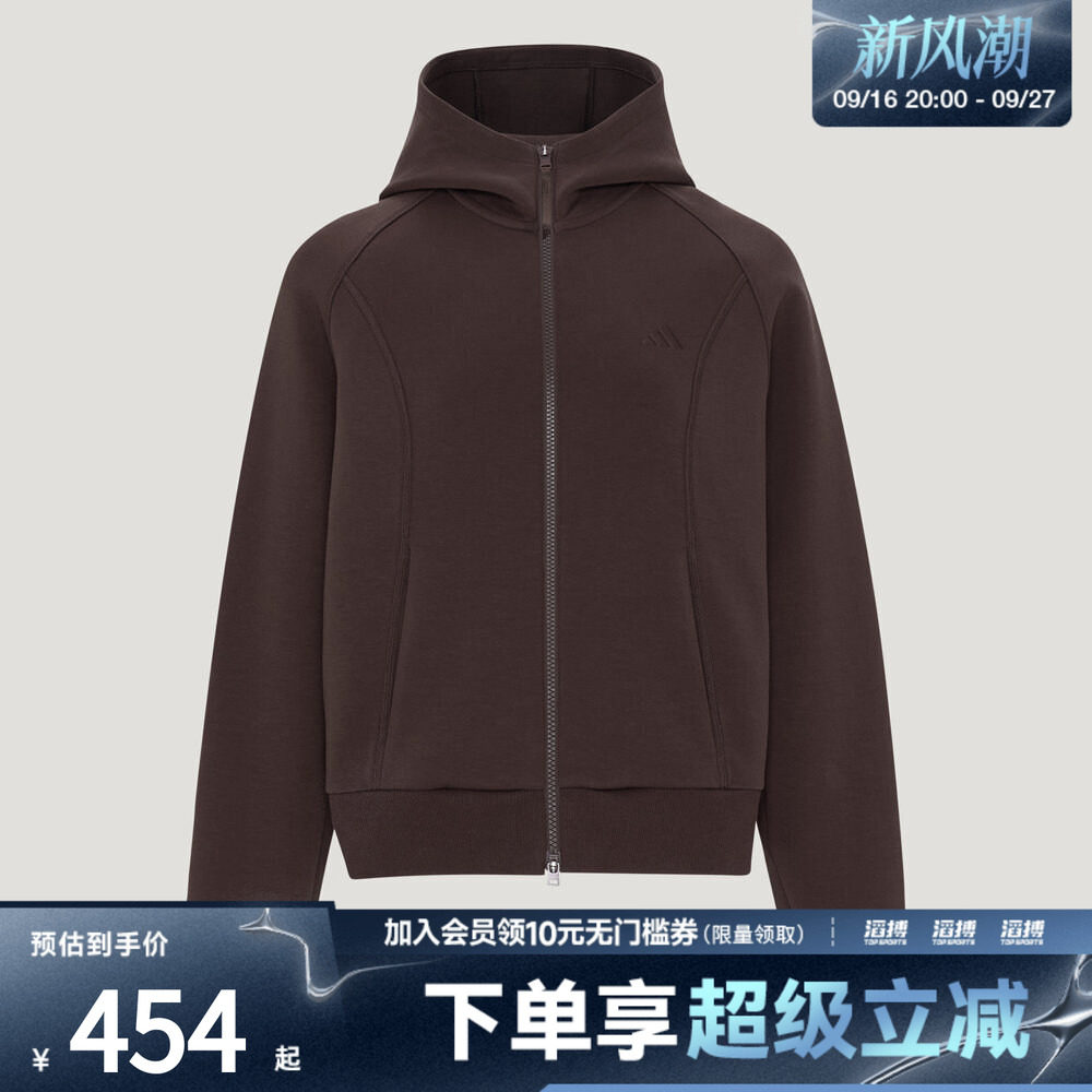 adidas阿迪达斯女子保暖双拉链宽松休闲连帽外套卫衣KZ1601