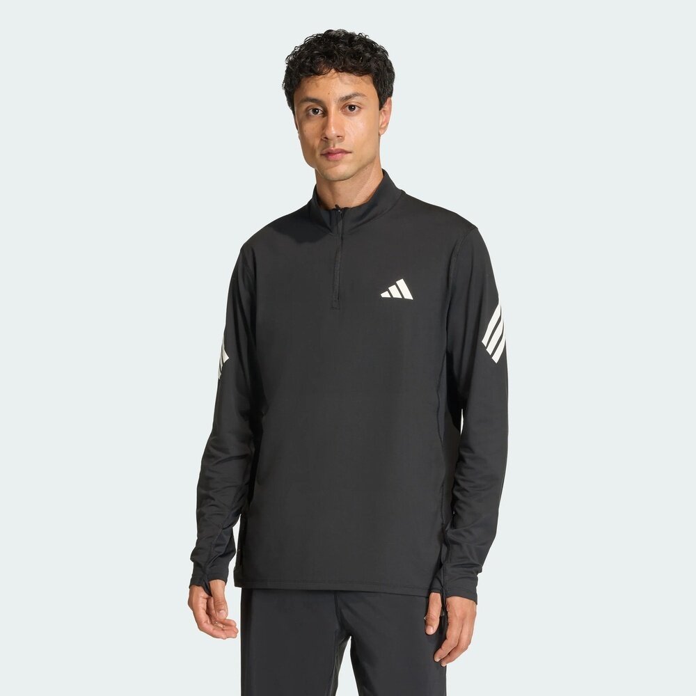 adidas阿迪达斯男子速干半拉链跑步运动长袖T恤健身上衣JZ7720