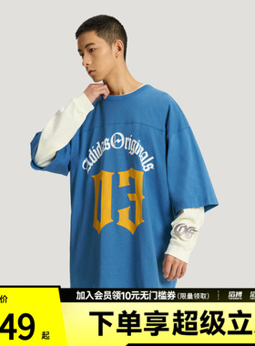 adidas阿迪达斯三叶草男子复古印花纯棉运动短袖T恤KT3040