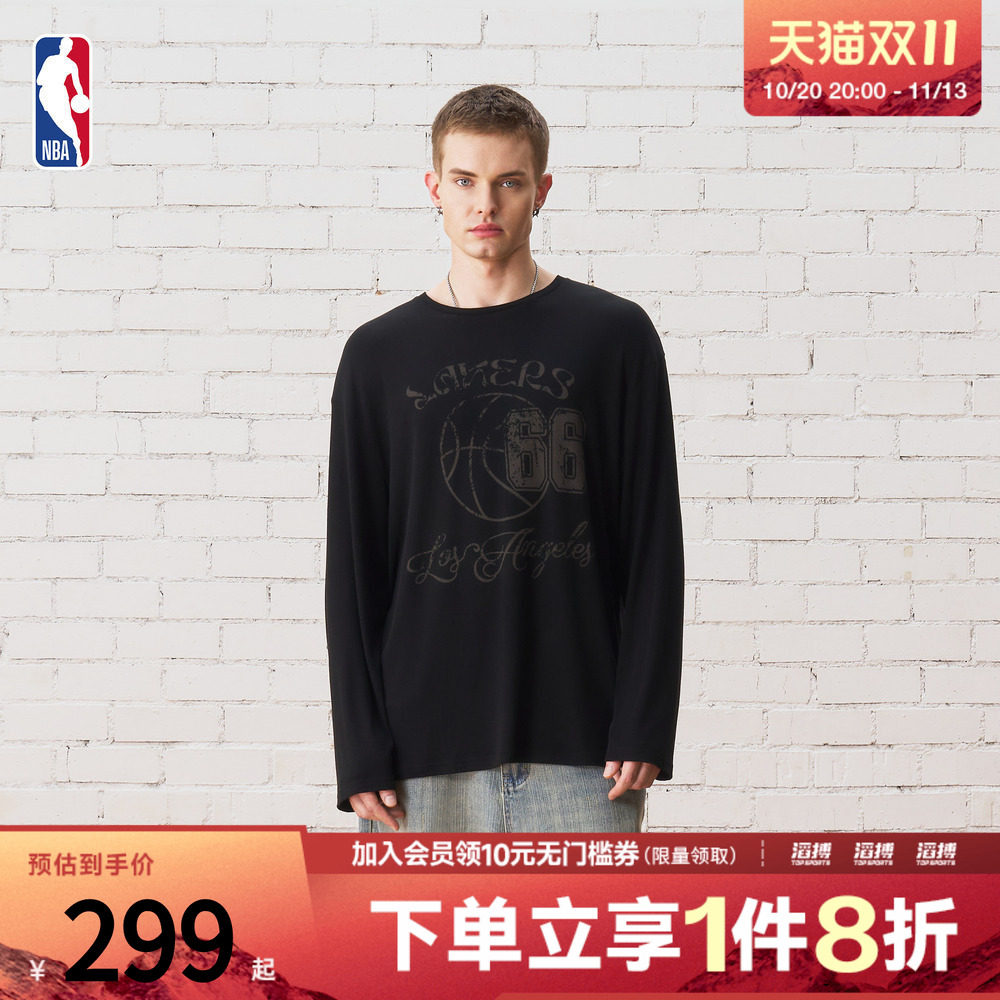 NBA中性款湖人球队长袖梭织运动休闲T恤