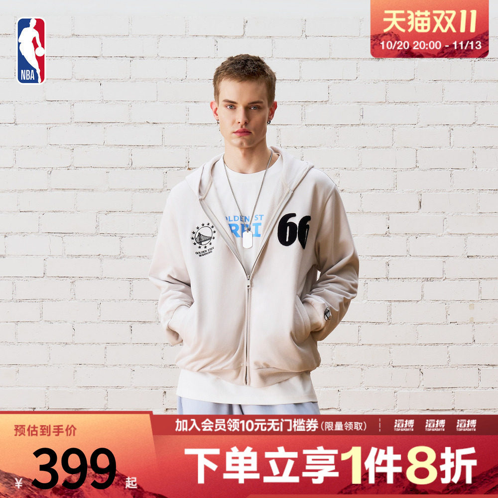 NBA中性款勇士球队外套针织连帽运动休闲卫衣