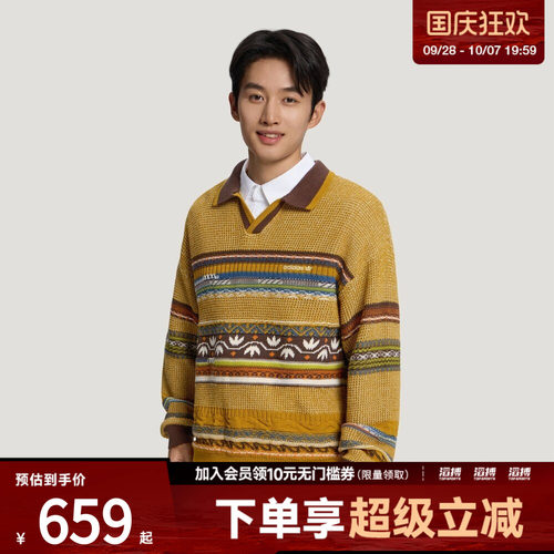 adidas阿迪达斯三叶草男子TOC POLO LS运动休闲套头衫毛衣LD3288