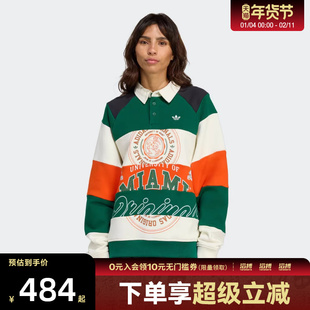 adidas阿迪达斯三叶草女子运动休闲复古印花POLO衫卫衣KF2329