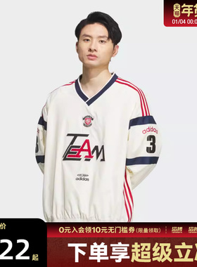 adidas阿迪达斯三叶草男子运动休闲V领梭织长袖T恤KC0112