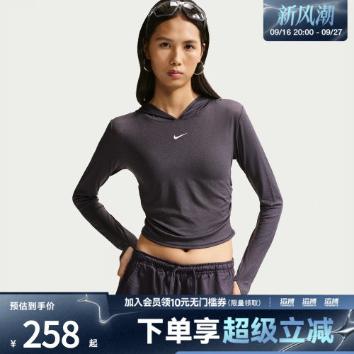 NIKE耐克女子AS LS HOODED SHEER运动休闲套头衫卫衣IX7068-013