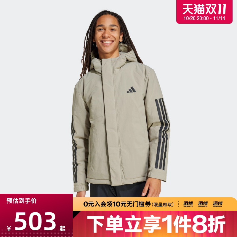 adidas阿迪达斯男子3S HOODED INS J运动休闲棉服外套JY8305