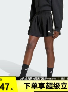 adidas阿迪达斯女子二合一加打底裤内衬休闲百褶短裙小黑裙KR5323