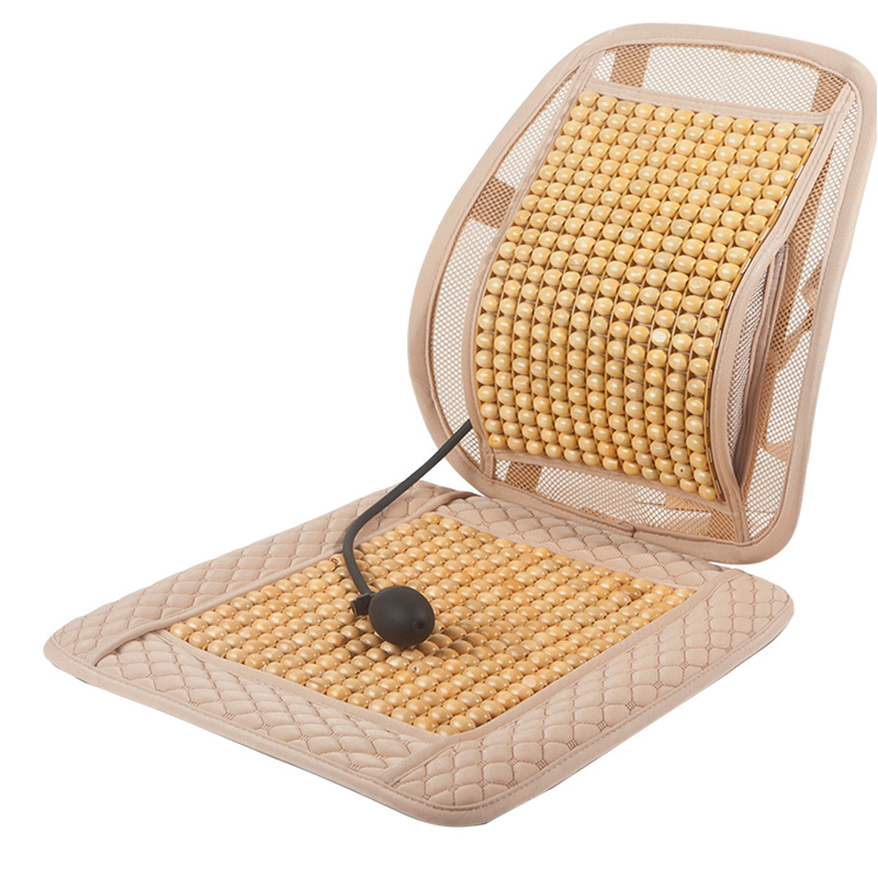 夏季木珠凉席腰枕靠枕p办公室靠背垫透气汽车护腰靠垫坐垫一体气