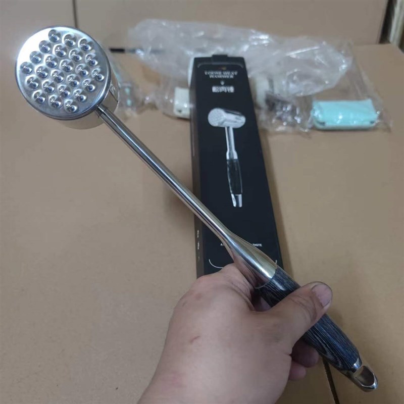 316L不锈钢松肉锤厨房家用拍牛B排锤子嫩肉断筋工具加长柄敲打神