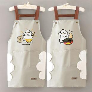 大厨小狗情侣款围裙厨房家用新款防水防油围腰夏季薄款餐饮制服