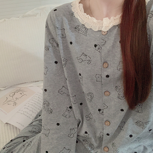 套装 2025超火睡衣女款 纯棉长袖 新款 学生宿舍卡通可爱可外穿 春秋季