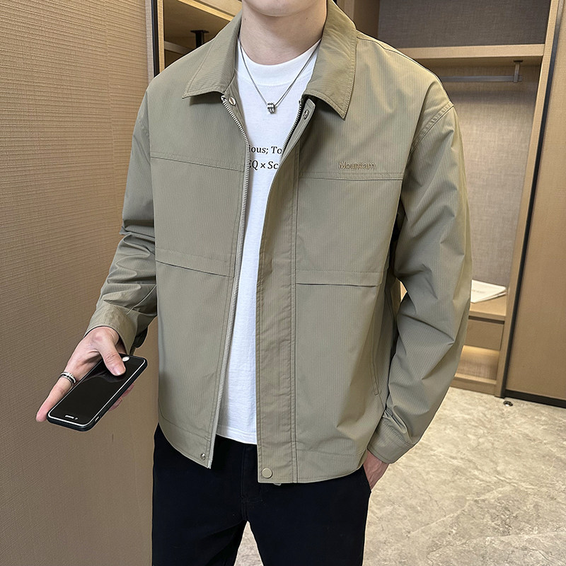 MK正品夹克外套男春秋季2026新款高端休闲宽松男士翻领工装上衣潮